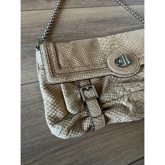 Y2K Coach 14802 Python Embossed Leather Beige Shoulder Bag Purse Ball Chain RARE - Picture 4 of 16